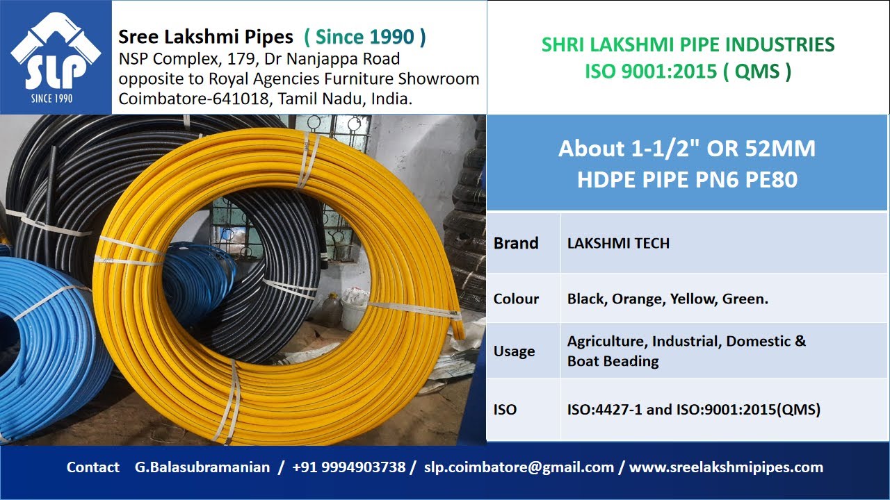 HDPE PIPE 1.5 inch OR 50MM PN6 PE80