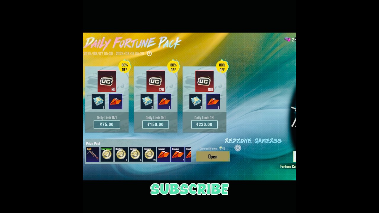 Daily fortune pack count hoga uc up event mei #bgmi #pubgmobile