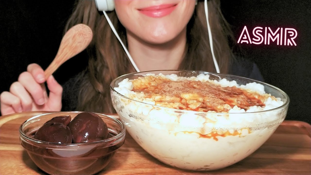 ASMR RICE PUDDING + Plums *STICKY SOUNDS (No Talking|Eating Sounds)
