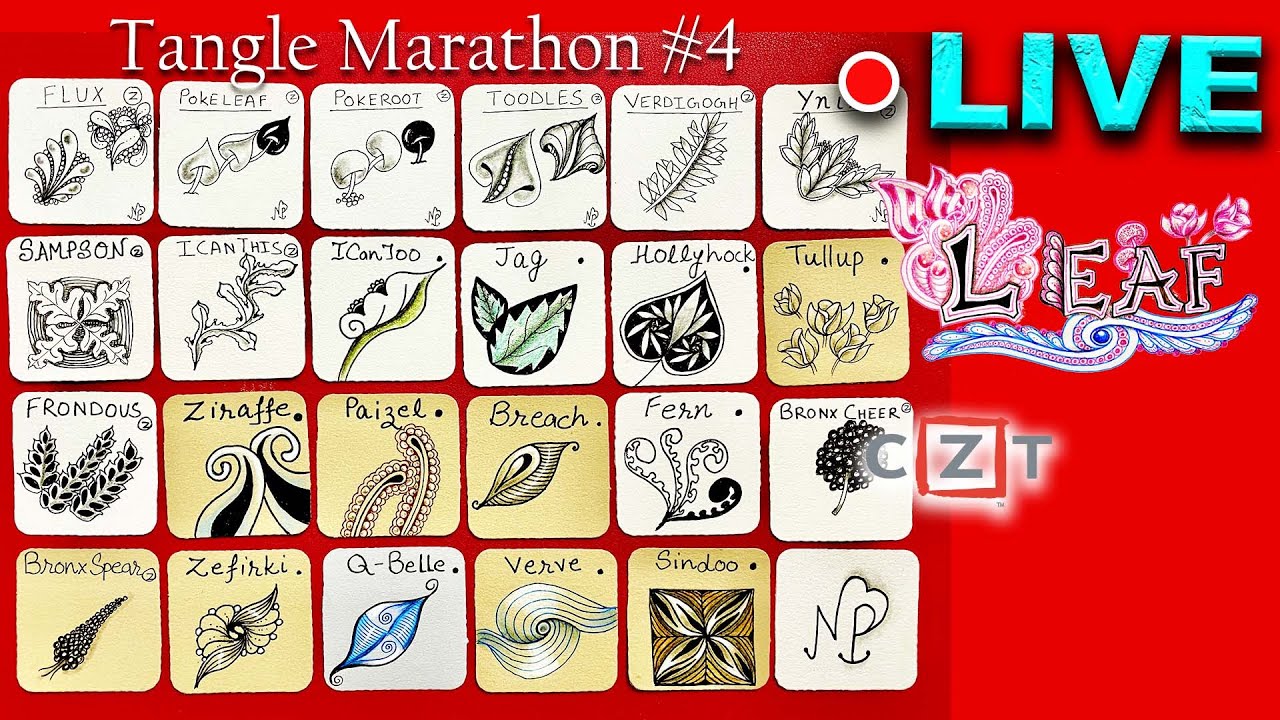 How to draw tangles -  LEAF - Organic - Draw with CZT - Tangle Marathon - Day #4