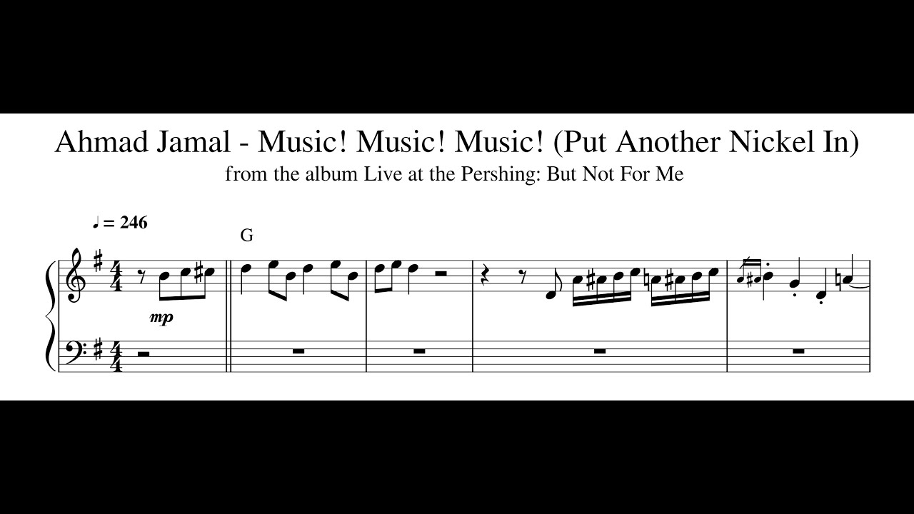 Ahmad Jamal - Music! Music! Music! (Put Another Nickel In) - Piano Transcription