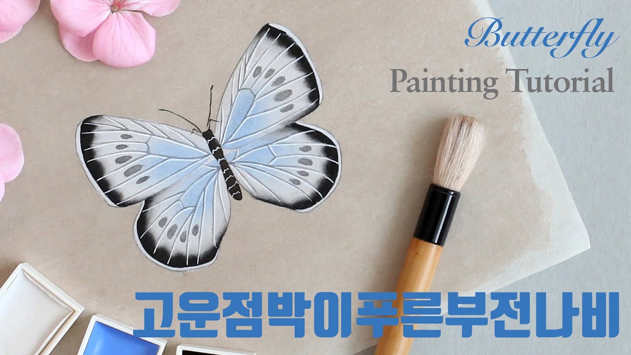 고운점박이푸른부전나비 그리기 민화 채색화 | 호분 바림 팁 | How to Draw Butterfly Step By Step