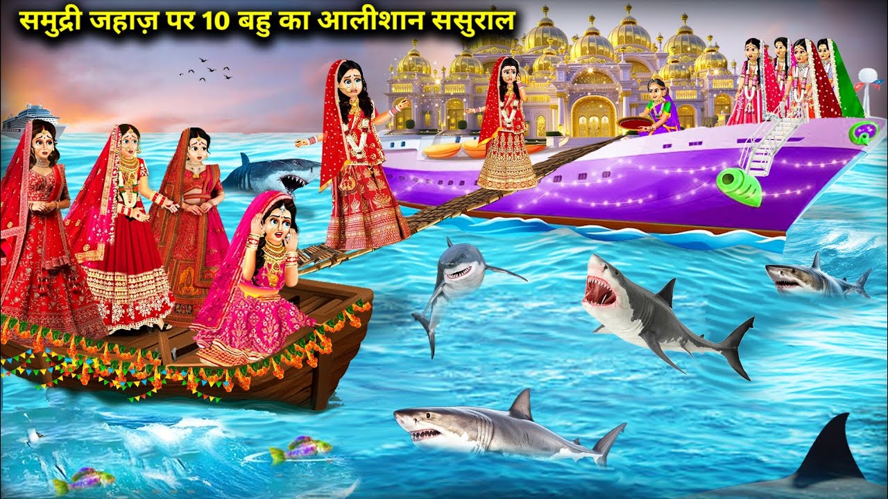 समुद्री जहाज़ पर 10 बहु का आलीशान ससुराल || Hindi Cartoon Stories || Saas bahu Ki Ghar Gharsthi ||