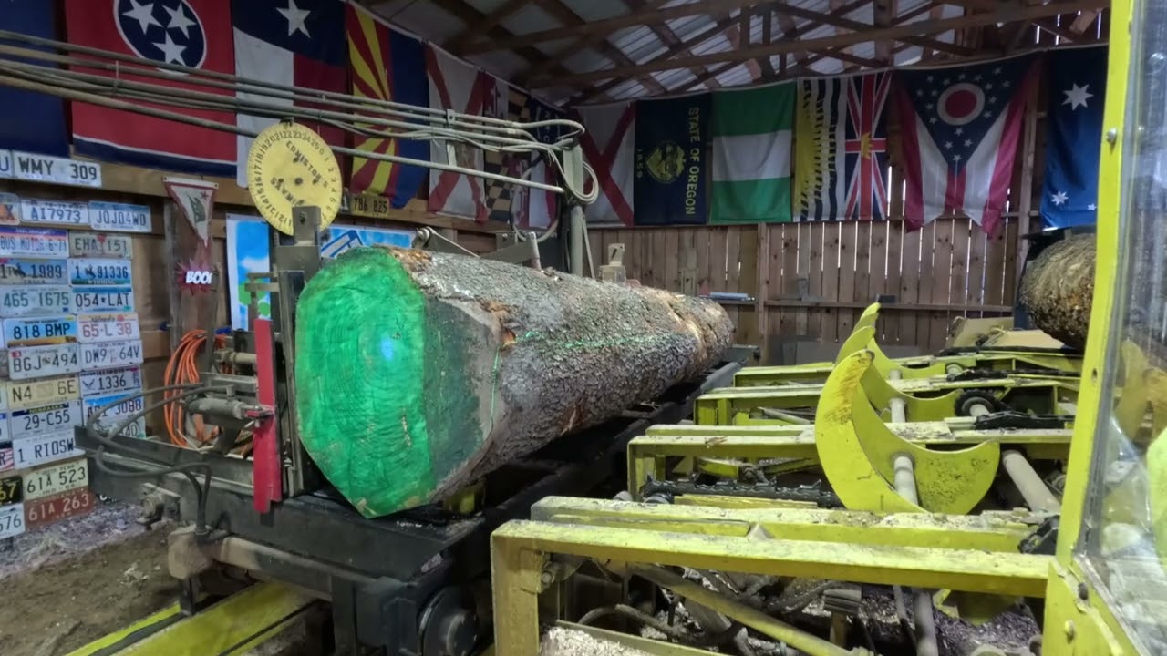 sawing the last two big cherry logs # 499