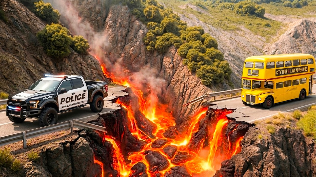 Cars vs Lava Crossing Road | BeamNG Drive