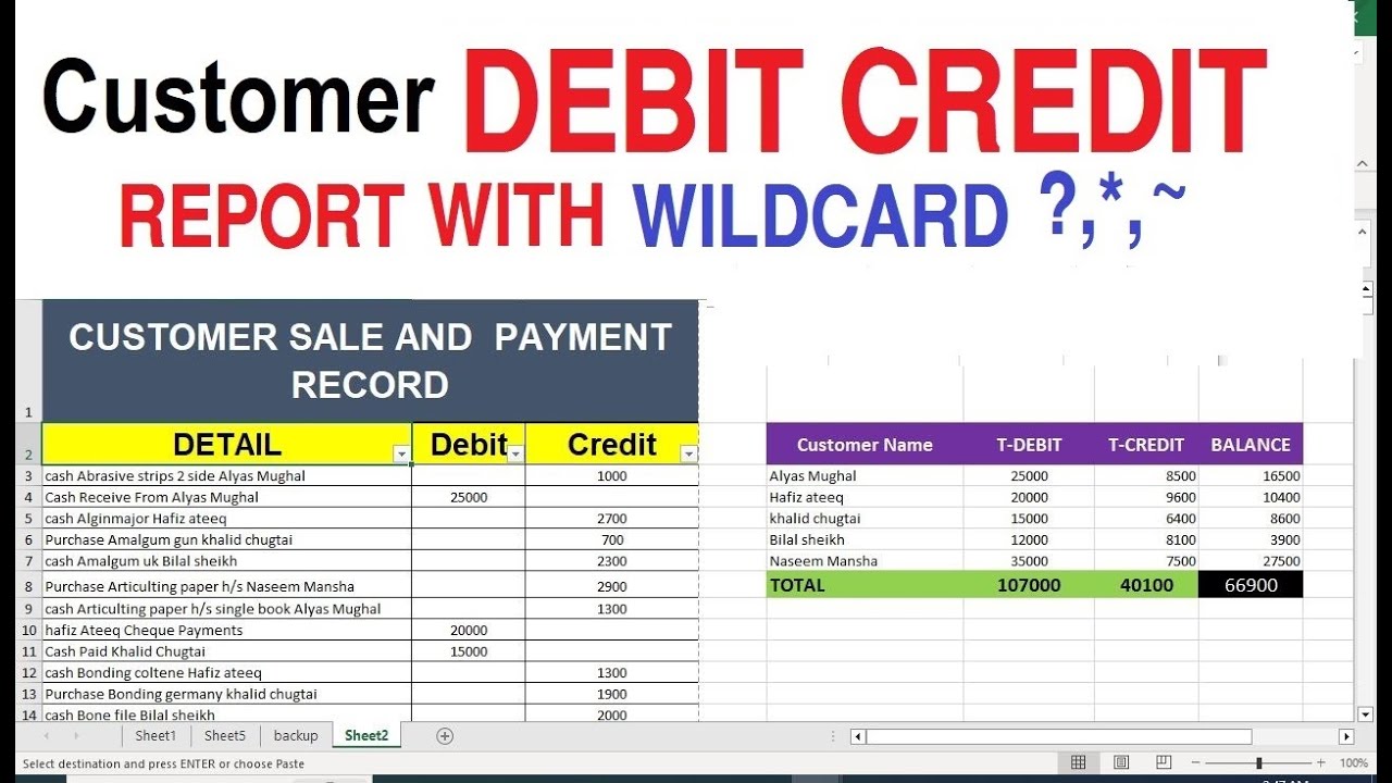 how to Make Debit Credit party Ledger Balance Maintain in Excel