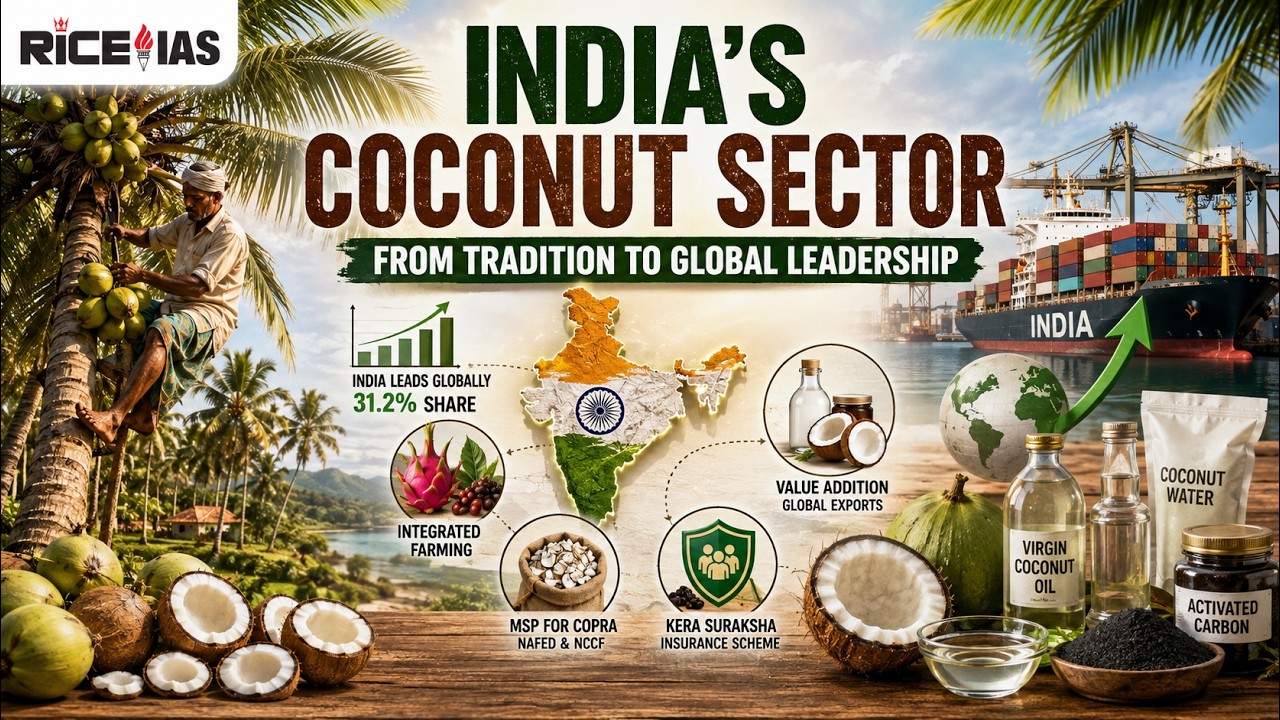 India&rsquo;s Coconut Sector: Global Leadership & Future Growth | UPSC Economy