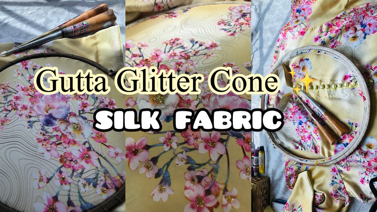 silk dress ,gutta cone work ✨| Handpainted 💖