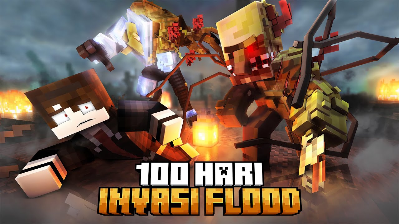 100 Hari Minecraft Invasi Flood
