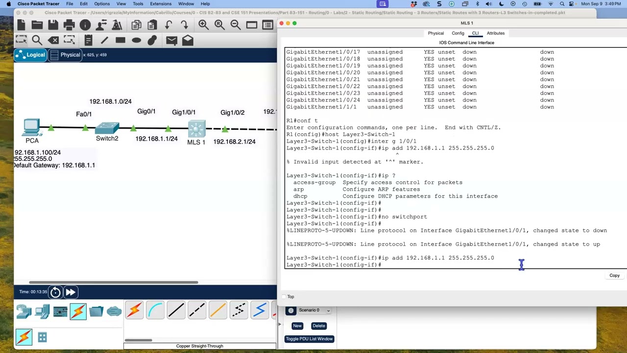 Lab 0 (Part 2) - Introducing to using a Layer 3 Switch as a Router
