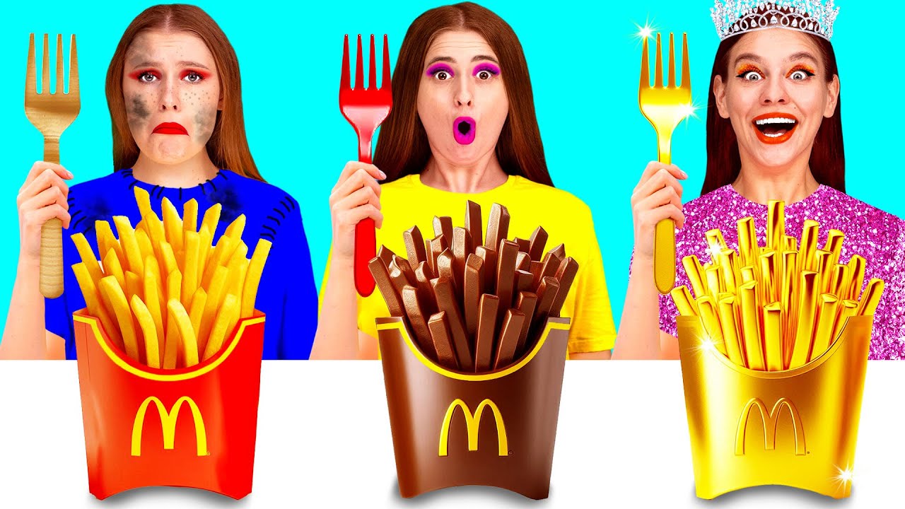 ريتش مقابل بروك مقابل تحدي غيغا للأغذية الغنية | مواقف مضحكة BaRaFun Challenge
