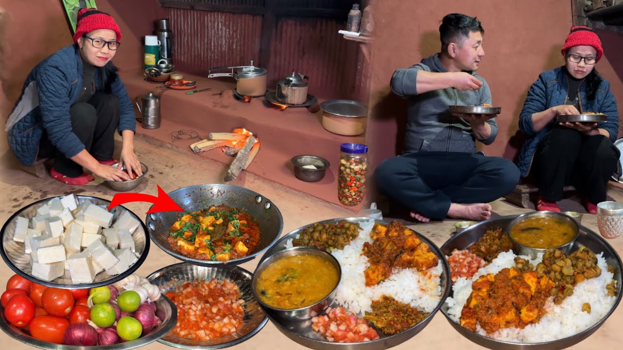 Darjeeling Village Cooking &Eating Paneer Masala Recipe, Chana Dal with Rice||Village Cooking Show