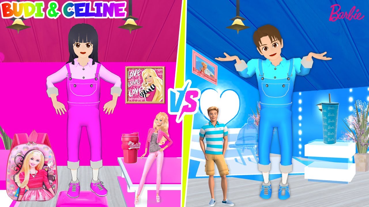 Yuta Mio Lomba Dekorasi Kamar Ken Biru💙 VS Barbie Pink🩷 24 Jam | Sakura School Simulator