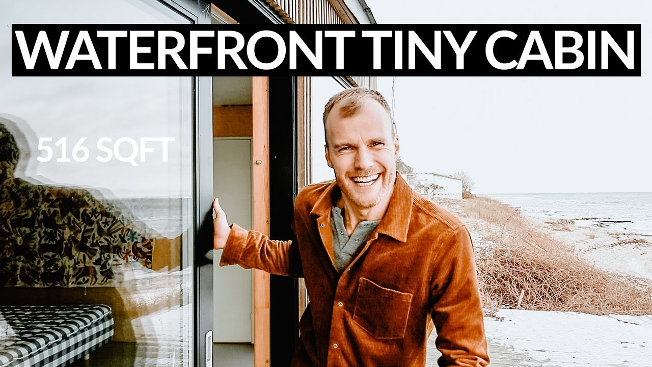 Touring a WATERFRONT SCANDINAVIAN TINY CABIN  | Full Airbnb Tour