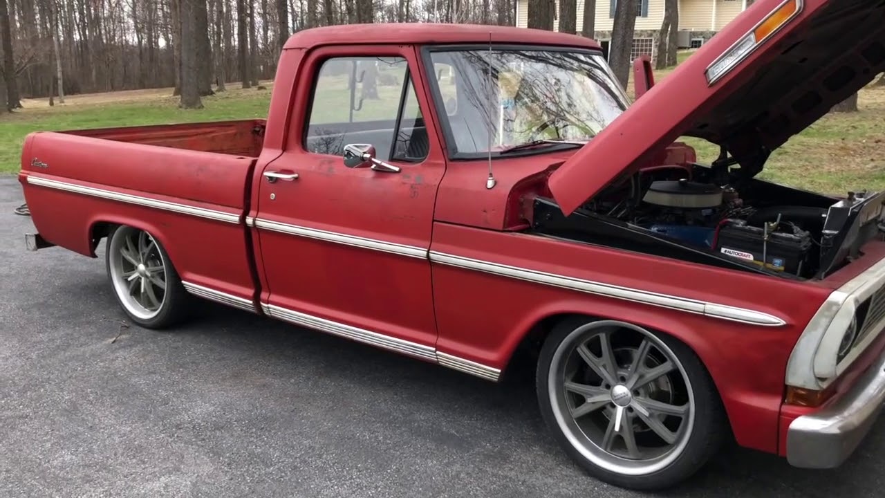 1970 F100 Walk around. Crown Vic front. Fitech. 390 C6