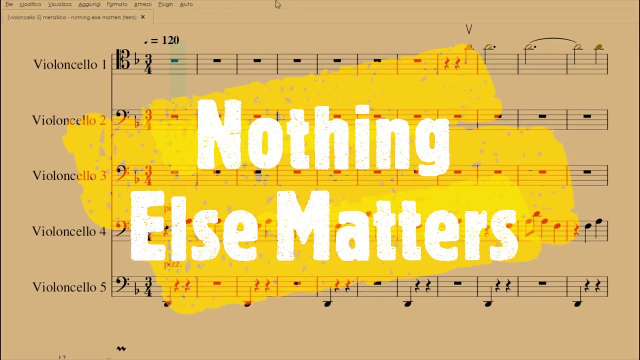 Nothing Else Matters (Metallica) | Spartito gratis per 5 violoncelli