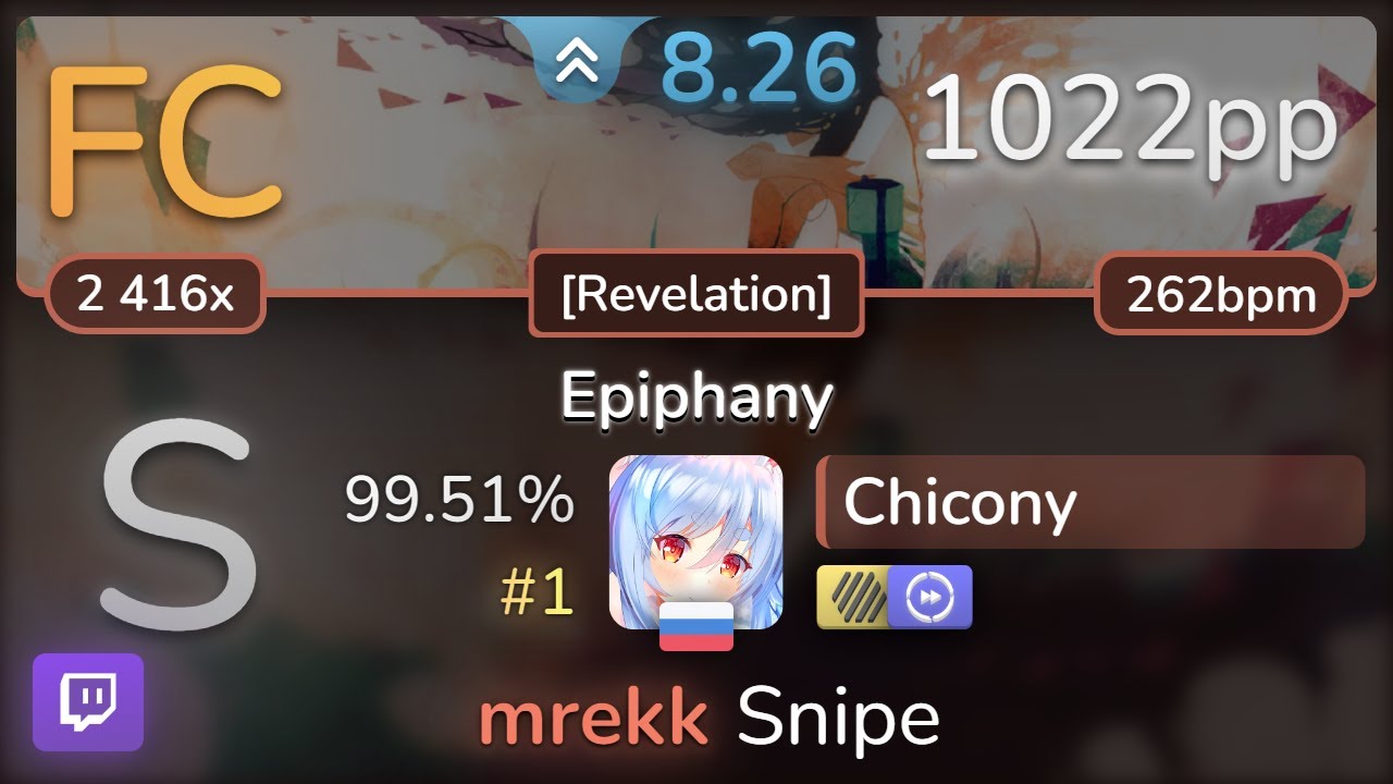 🔴 Chicony | TwoThirds & Feint - Epiphany [Revelation] +HDDT 99.51% (#1 1022pp FC) - osu!