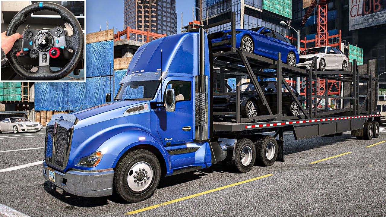 GTA 5 Vehicle Transportation With Kenworth T680 | Steering Wheel Gameplay