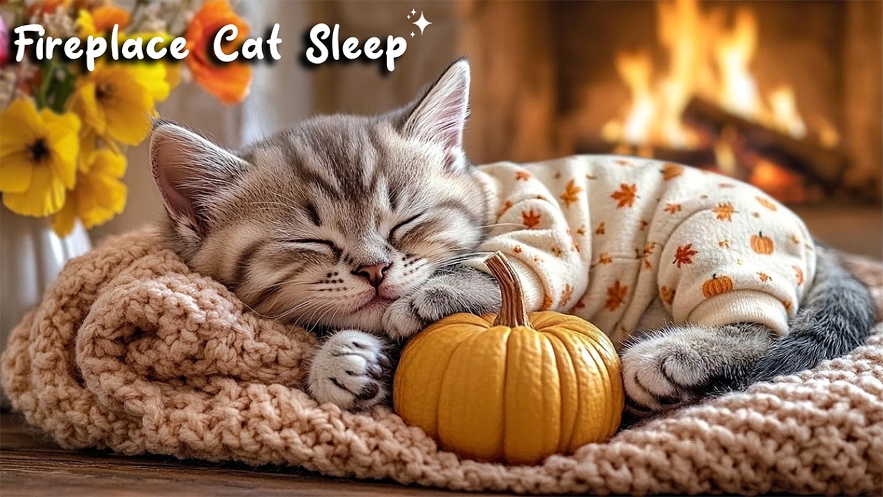 Calming Music for Cats 🐾 Relaxing Cat Music for Deep Calm 🔥 Crackling Fireplace for Best Rest