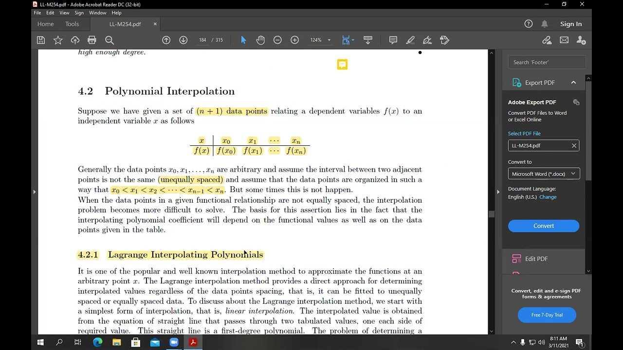 Chapter 4: Polynomial Interpolation and Approximation: Lagrange Interpolating Polynomials p1