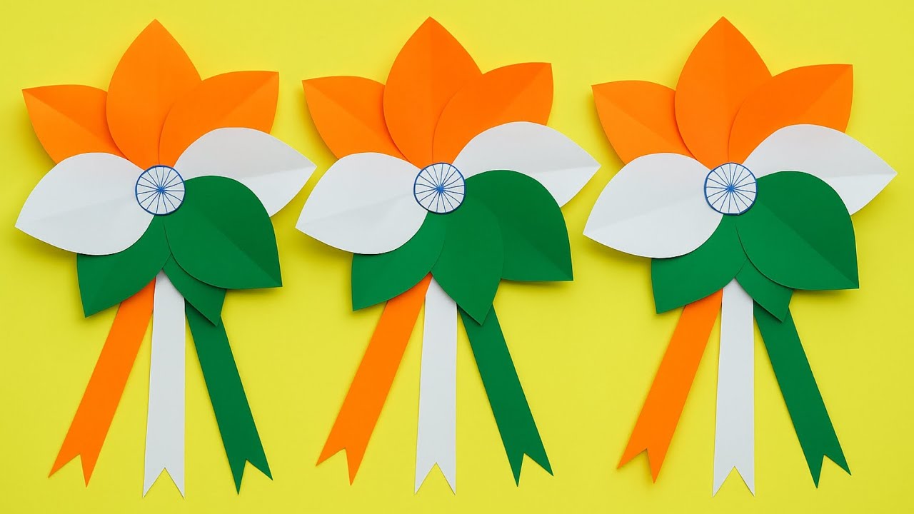 Independence Decoration Day Paper Craft/Tricolour Paper Craft/15 August Badge Making 