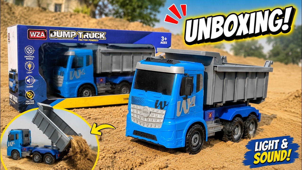 🚛 WOW! Blue Dump Truck Toy Unboxing & Sand Adventure for Kids | Construction Vehicle Fun