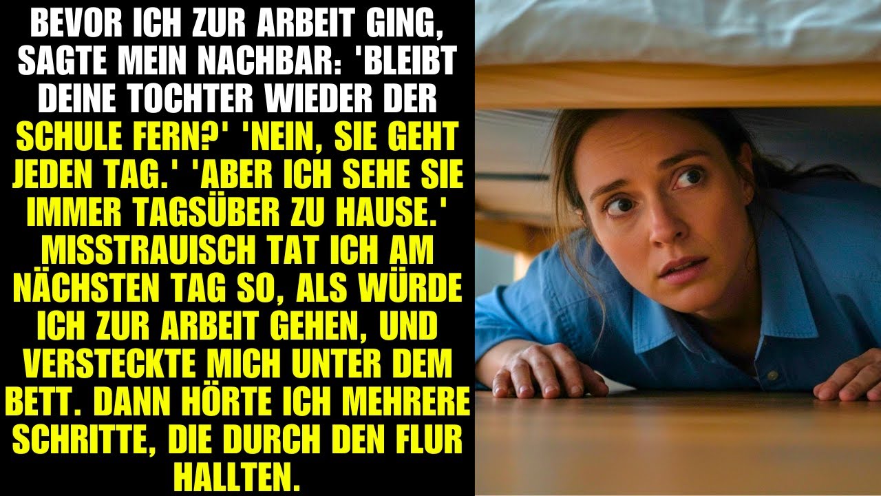 Bevor ich zur Arbeit ging, sagte mein Nachbar bleibt deine Tochter wieder der Schule fern nein sie..