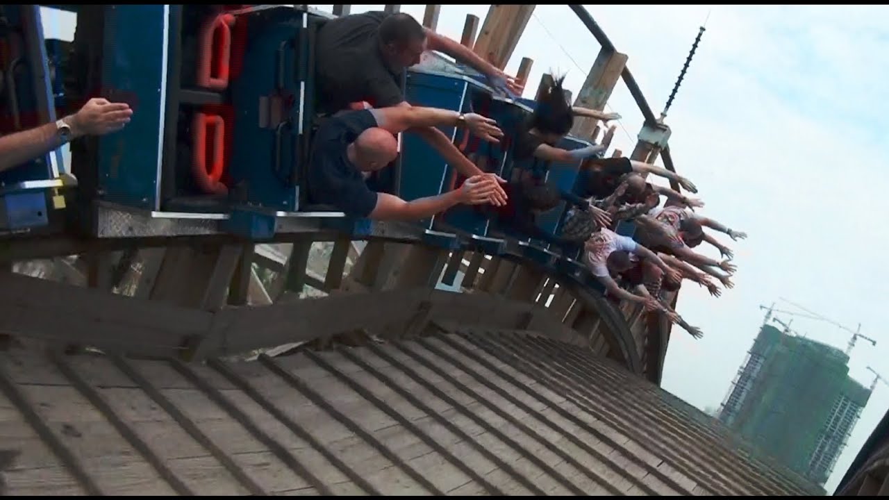 Awesome High Five Woodie Unedited Roller Coaster POV Shots Dauling Dragon Happy Valley Wuhan