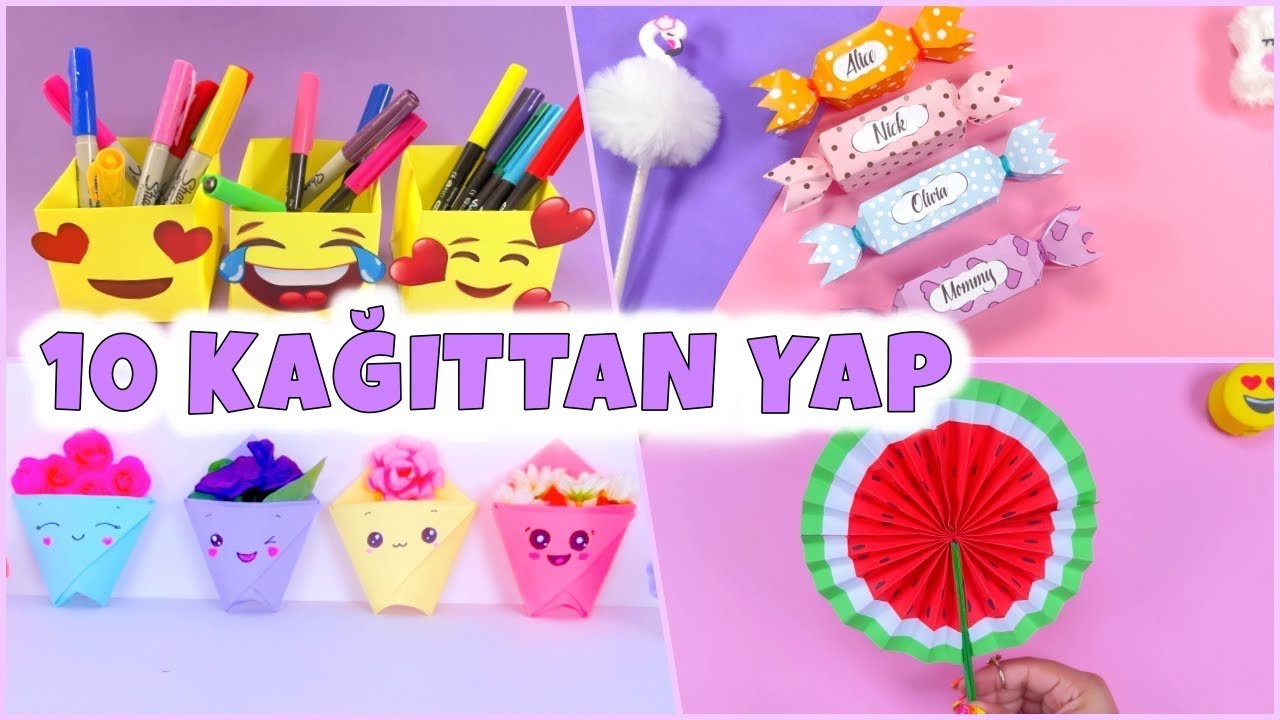 10 KAĞITTAN YAP EL İŞLERİ - KENDİN YAP Okul Eşyaları, Hediye Fikirleri, Oda Dekoru ve dahası...