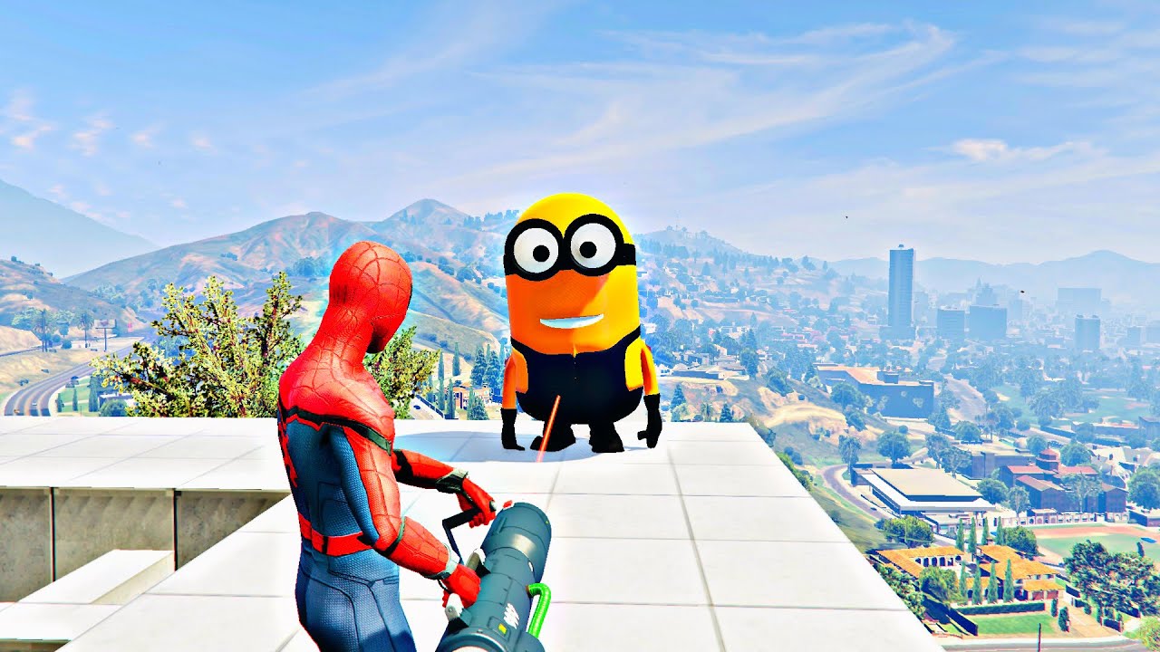 GTA 5 Spiderman Vs Orange Minion Ragdolls Ep 87