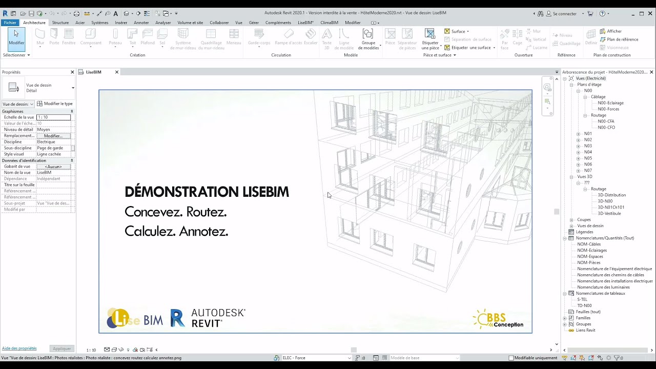 BBS Slama - Lise BIM, Le calcul de l'électricien intégré dans Revit
