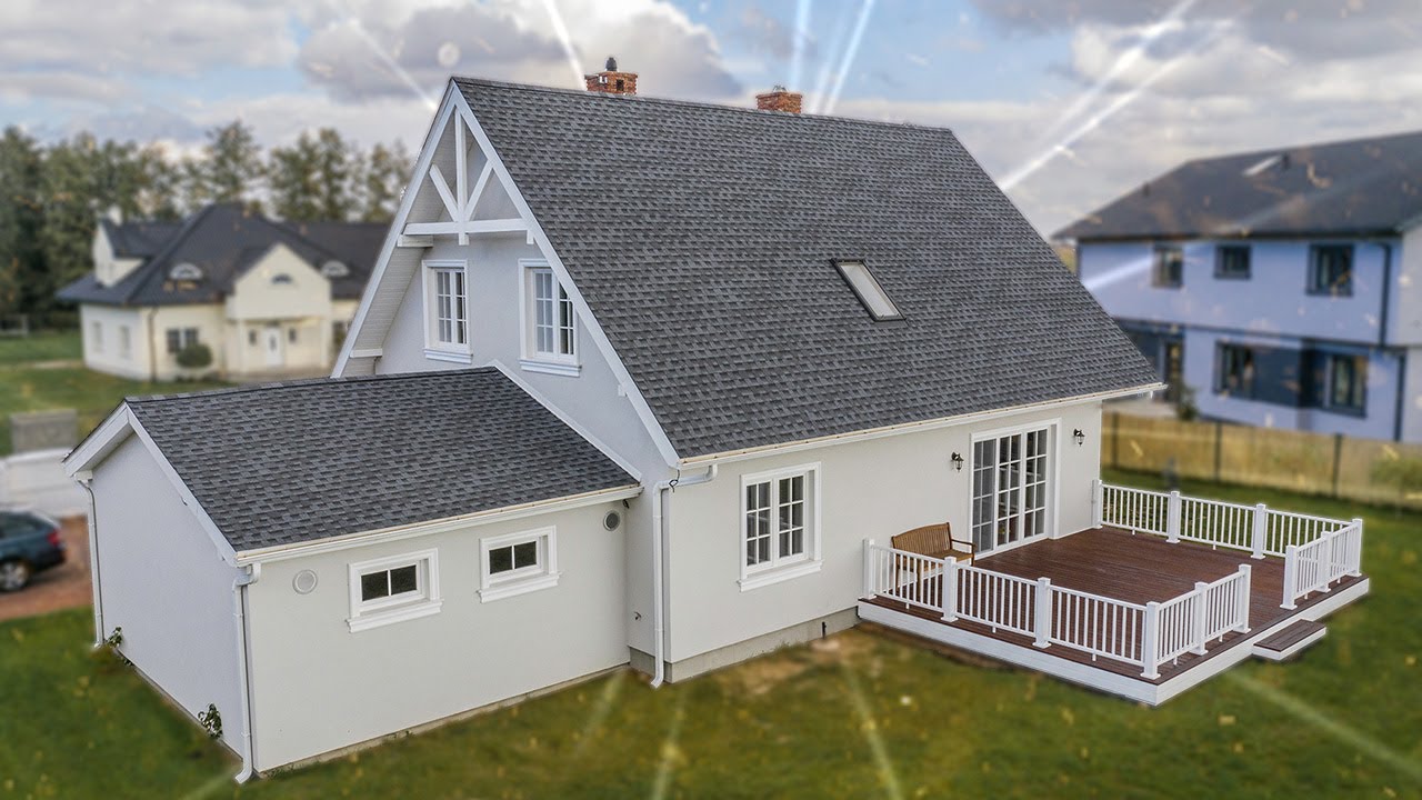 🏠 Pokrycia dachowe, dom pokryty gontem GAF Timberline HD Pewter Gray 💪