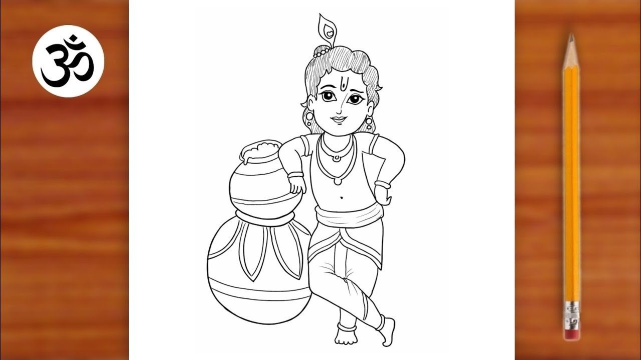 Little Krishna Drawing Easy || Easy Bhagwan Drawing || Chitra