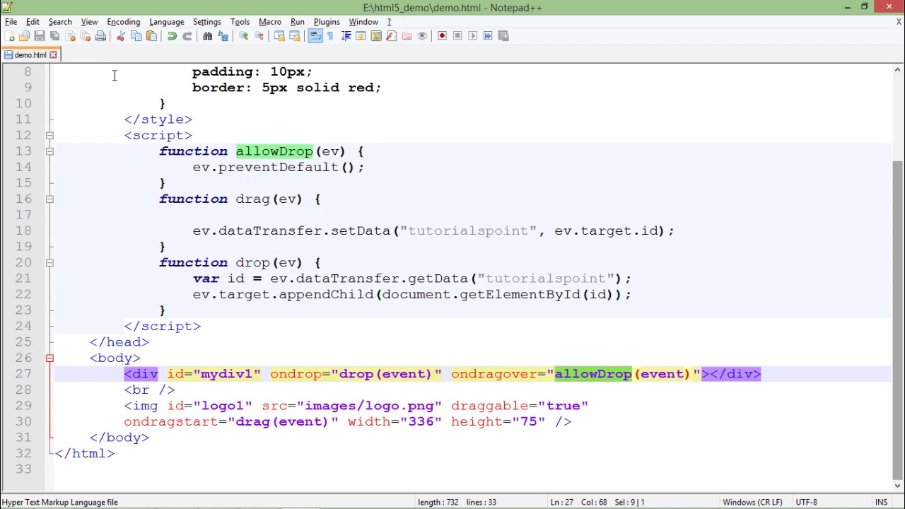 HTML5 - Drag n Drop