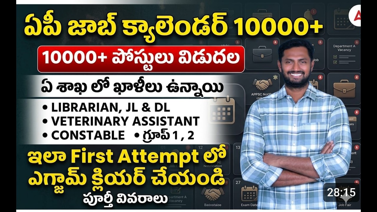 Ap job calendar 10000+ in which department there are vacancies LIBRARIAN, JL & DL , VETERINARY AS...