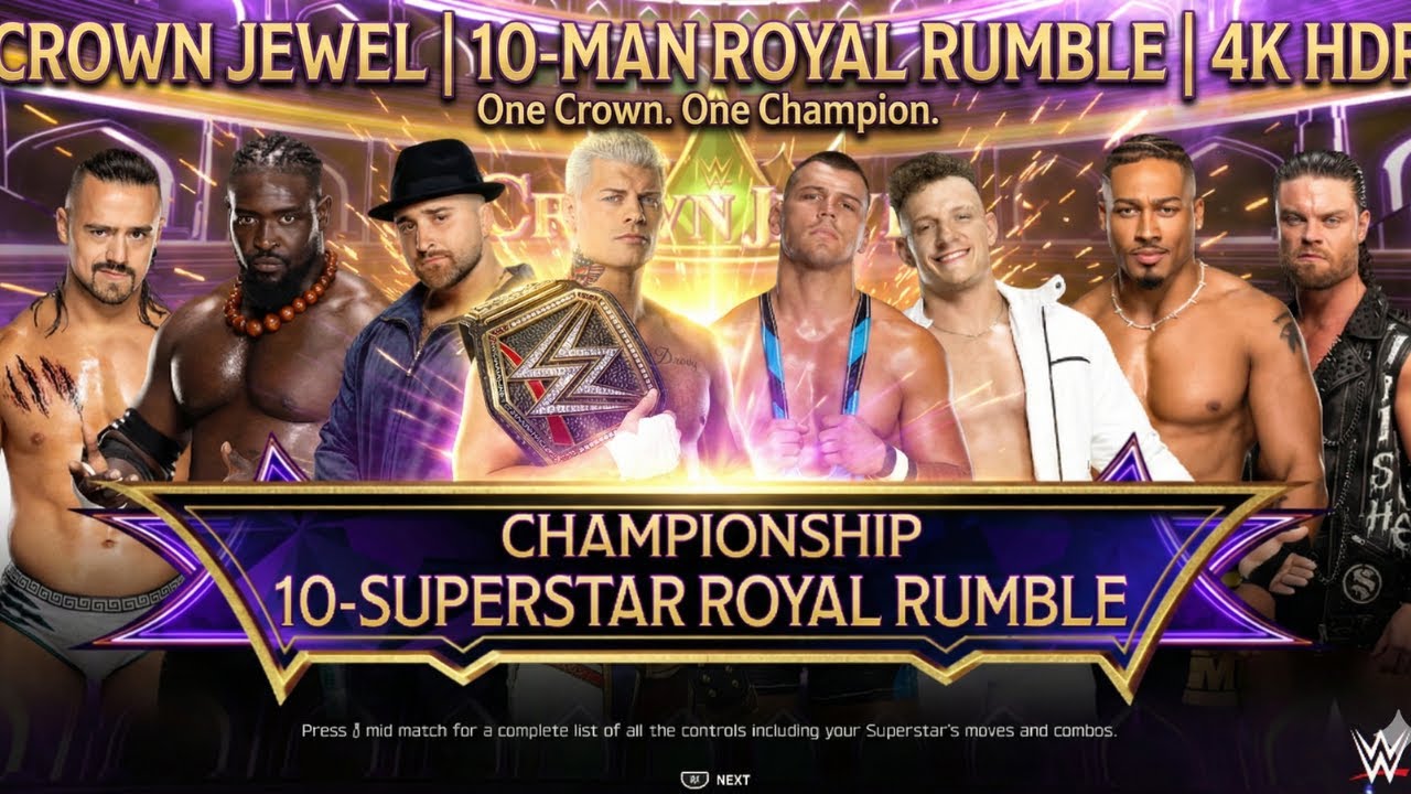 10-Man Championship Royal Rumble Match | Crown Jewel Riyadh | No Commentary | WWE 2K25 4K HDR