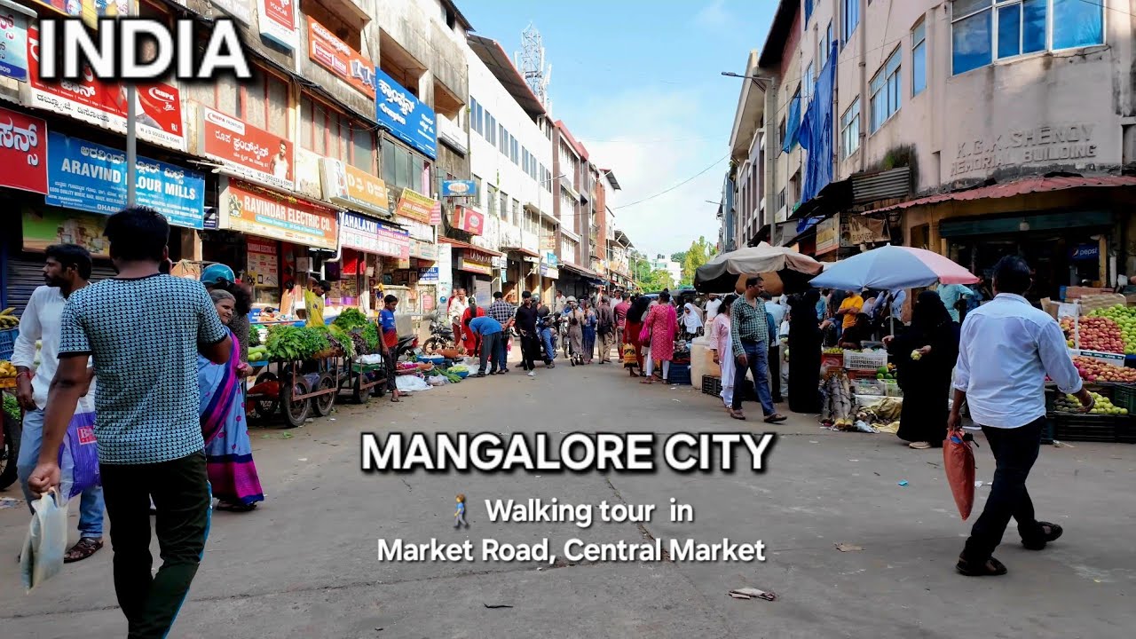 Busy Streets of Central Market Mangalore, INDIA | Real Street Life Walking Tour #centralmarket