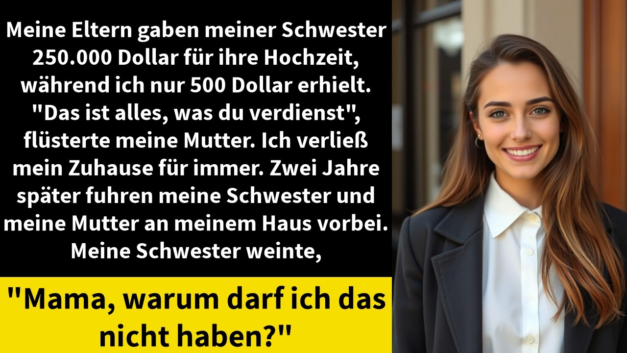 Meine Eltern gaben meiner Schwester 250.000 Dollar für ihre Hochzeit, während ich nur 500 Dollar