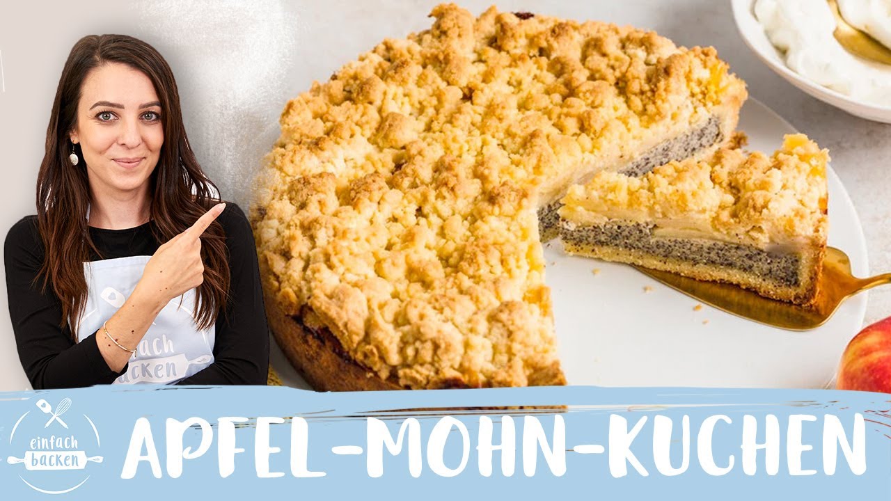 Apfel-Streuselkuchen mit Mohn | Käsekuchen mit Apfel und Mohn 🍎😍😋 I Einfach Backen