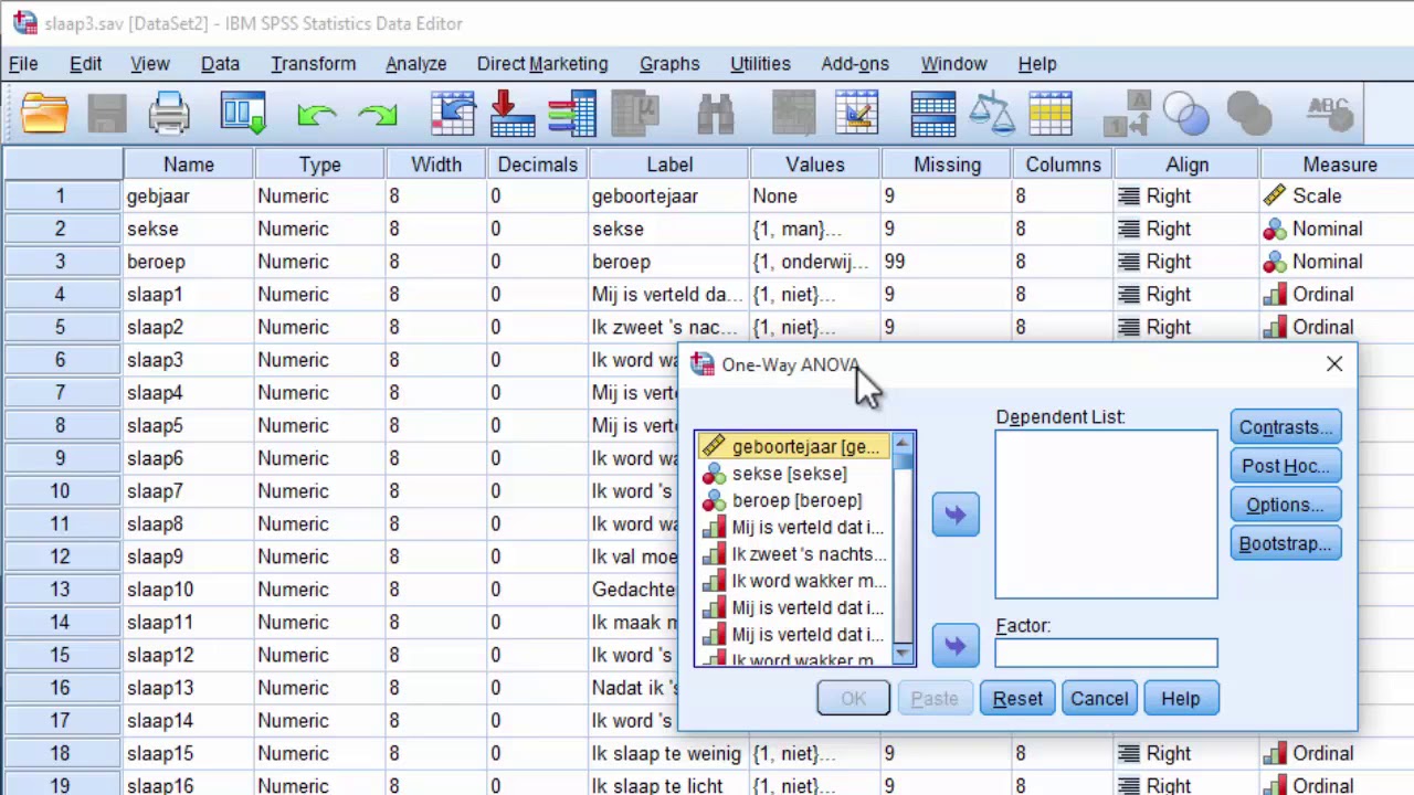 Anova via Compare Means - Analyse