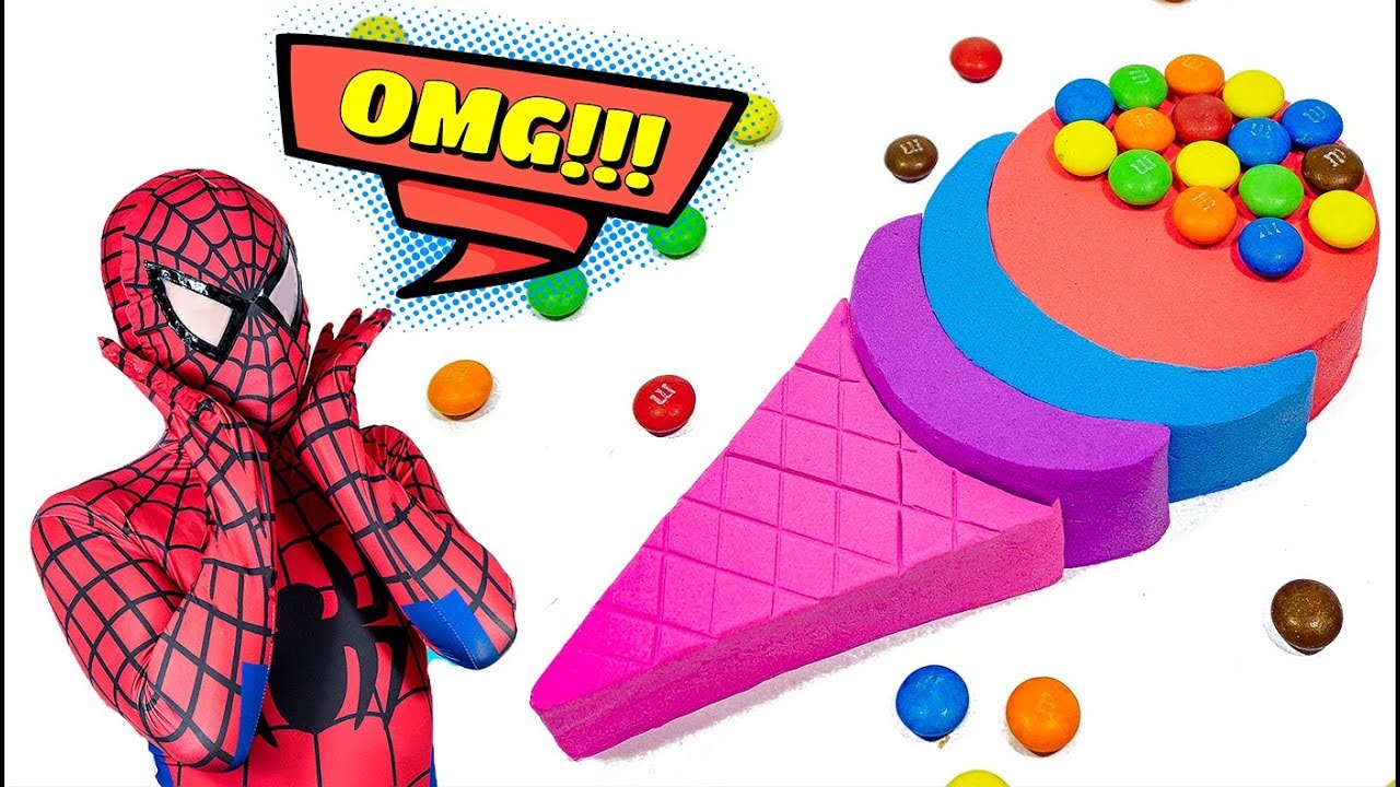 DIY How to make Rainbow Kinetic Sand Icecream Learn Colors for Children's