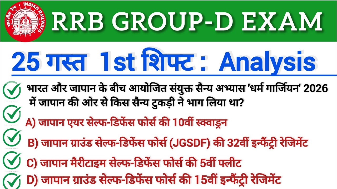 RRB Group D August 25th 1st Shift Analysis | Today's Group D 1st Shift Analysis | Group D 2026 #g...