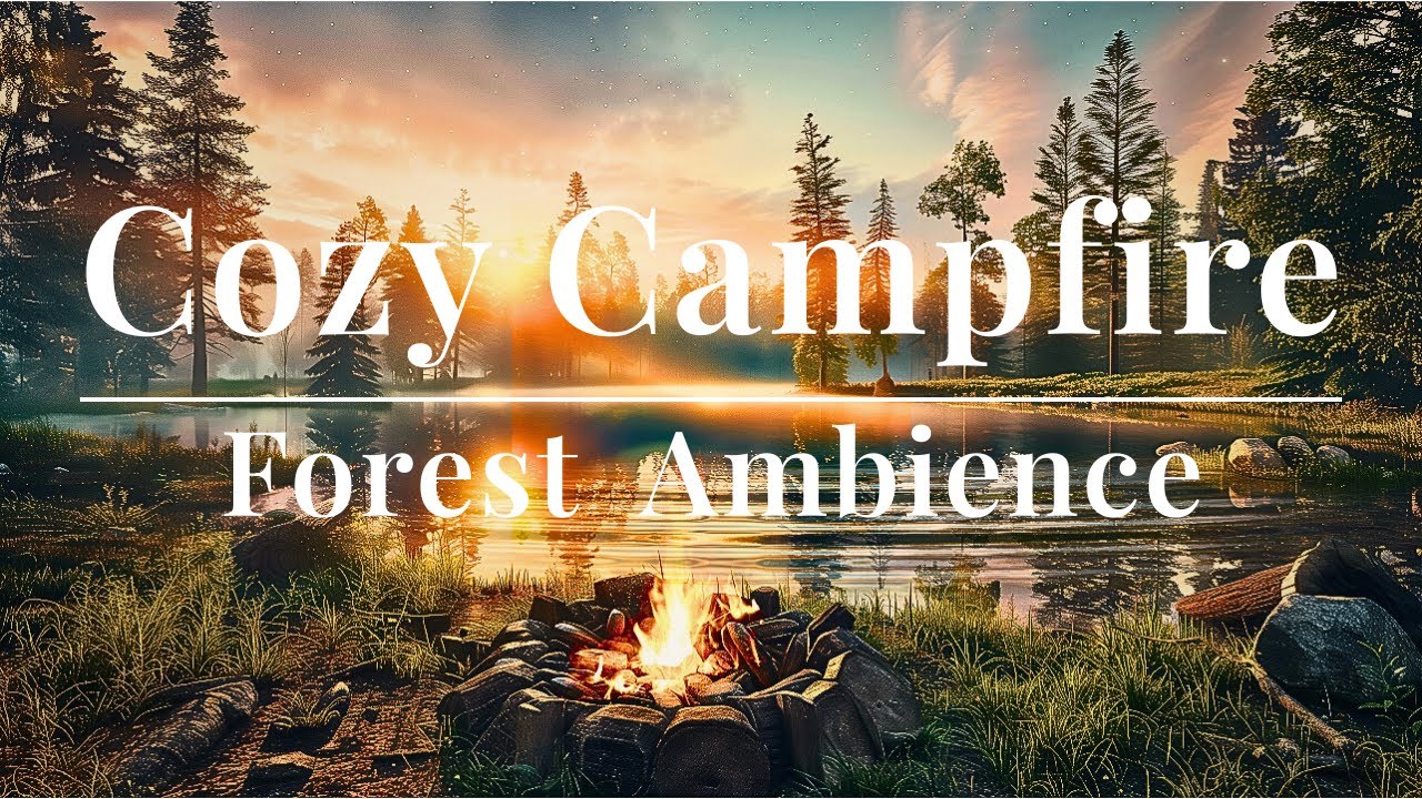 Cozy Campfire in the Forest 🔥🌲 | Crackling Fire & Ambient Forest Sounds | No Music
