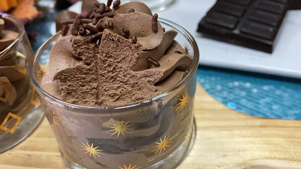 بدون بيض وب 2  مقادير نديرو احلى موس الشكولاته#Mousse au chocolat ,sans œufs et avec 2 ingrédients
