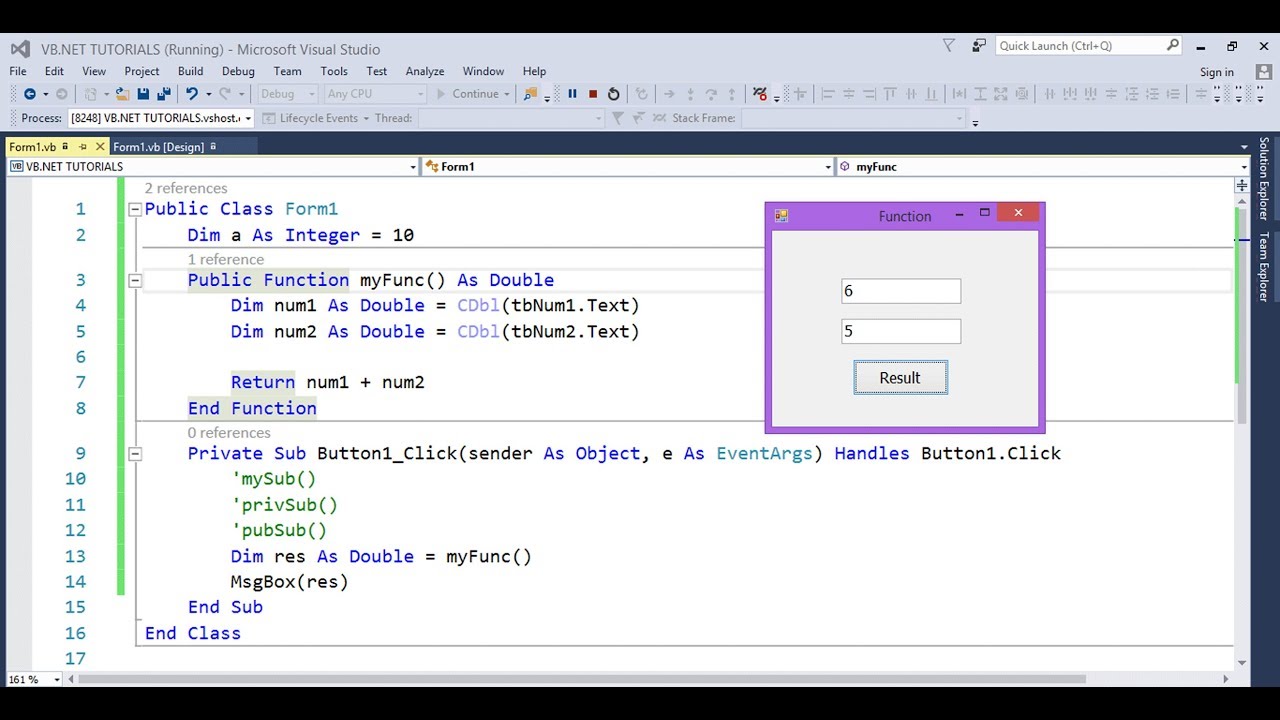 فيجوال بيسك - 17 : كيفية إنشاء   vb.net : ( Function, Private Function,Public Function)