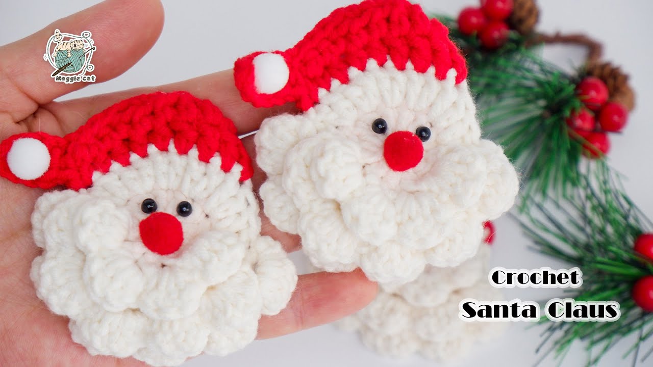 🎅How to Crochet a Santa Brooch Hairpin/🎅聖誕老人髮卡胸針鉤織:所有的節日都不是為了禮物而是提醒大家不要忘記愛與被愛”