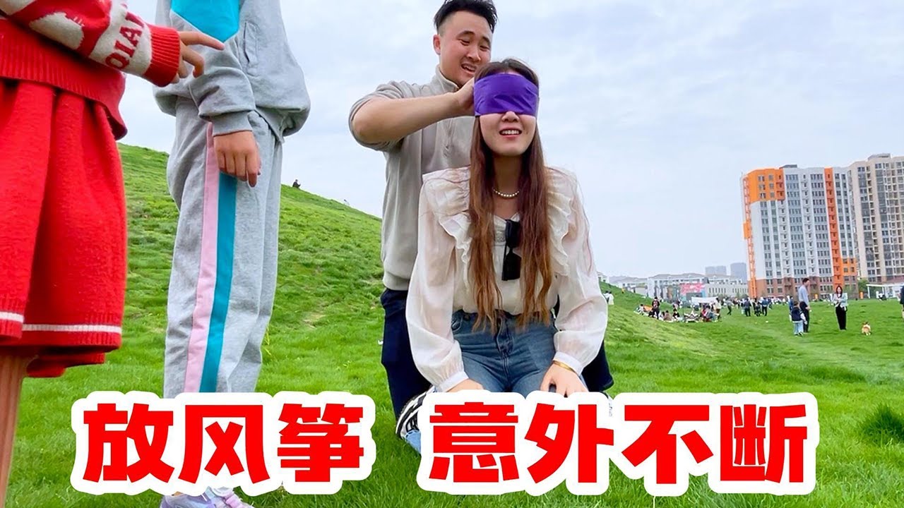 全家人一起去大草坪上放风筝，玩游戏，过程中发生了很多意外
