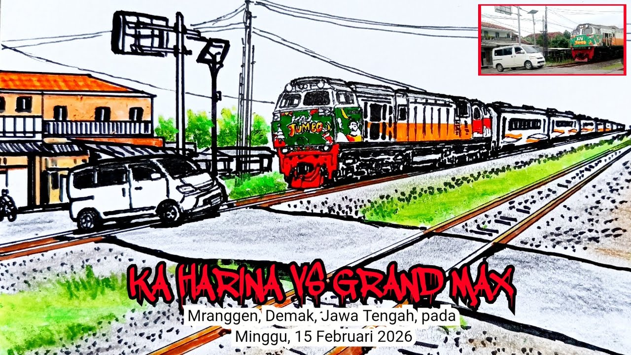 KA HARINA HANTAM MOBIL GRAND MAX DI DEMAK 15 FEB 2026#keretaapi #tragedi #railfan #viral 