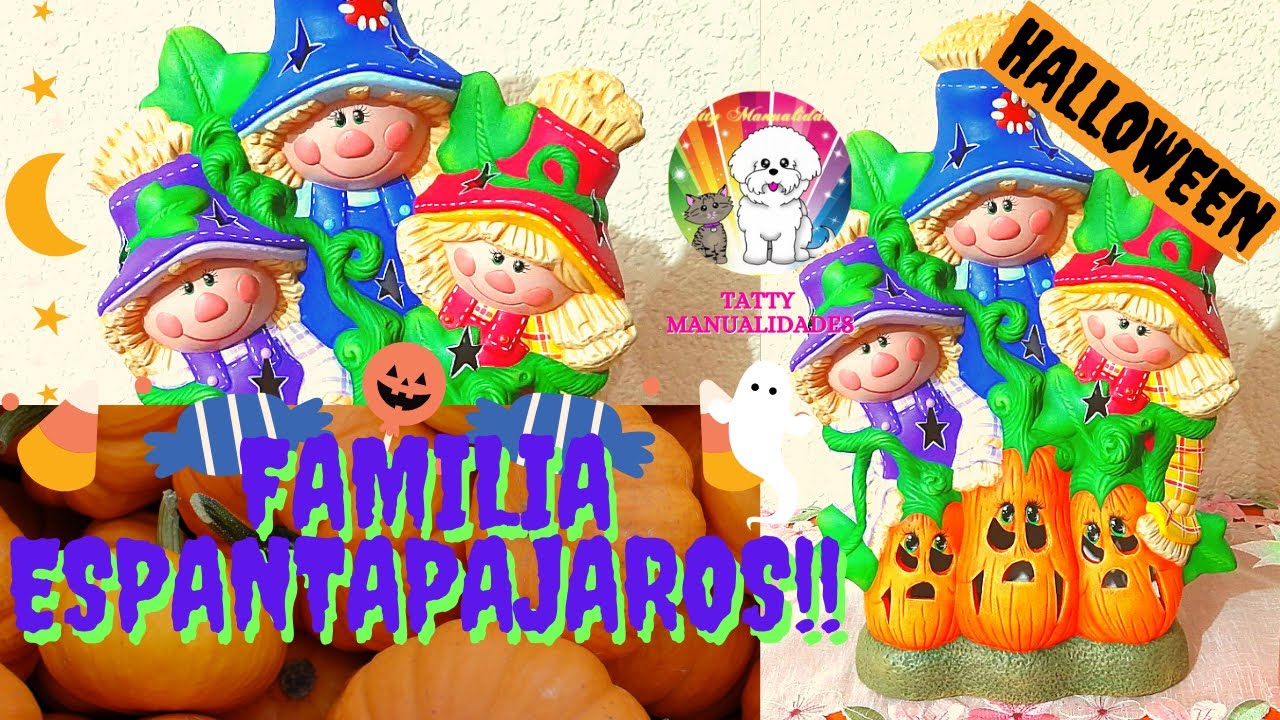PINTA CERÁMICA: FAMILIA DE ESPANTAPÁJAROS CON CALABAZAS