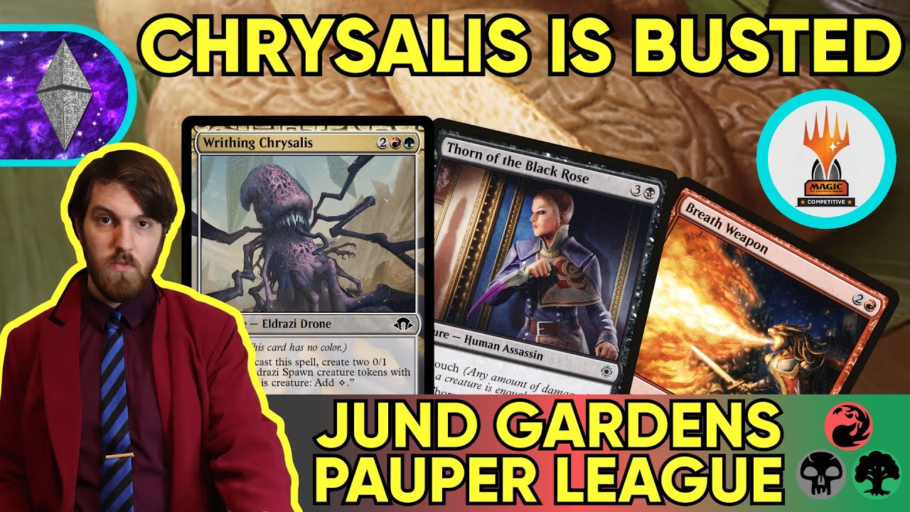 TROPHY with Writhing Chrysalis in Jund Gardens! MTG Pauper Gameplay